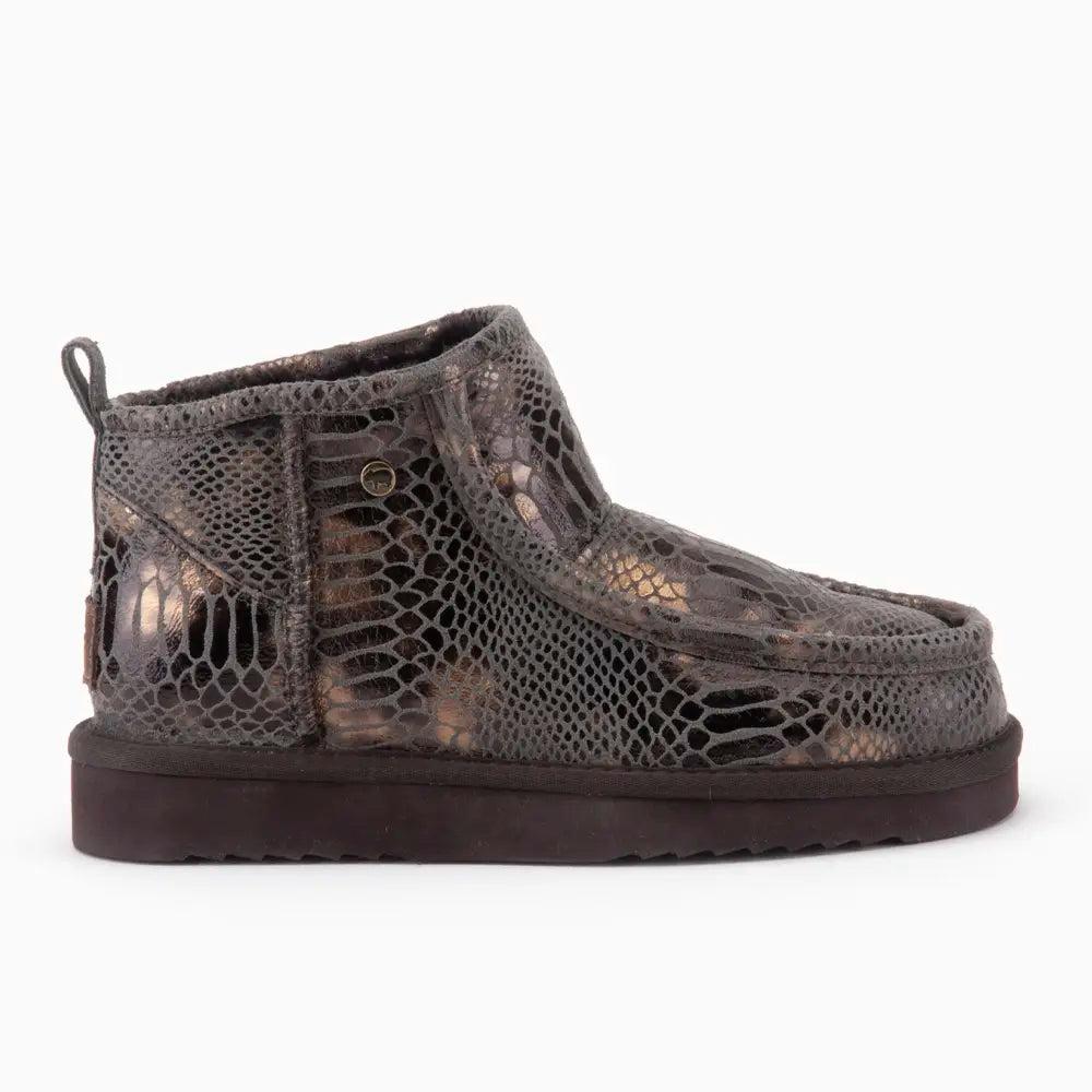 Barunga Dames Suède Boot Snake Choco