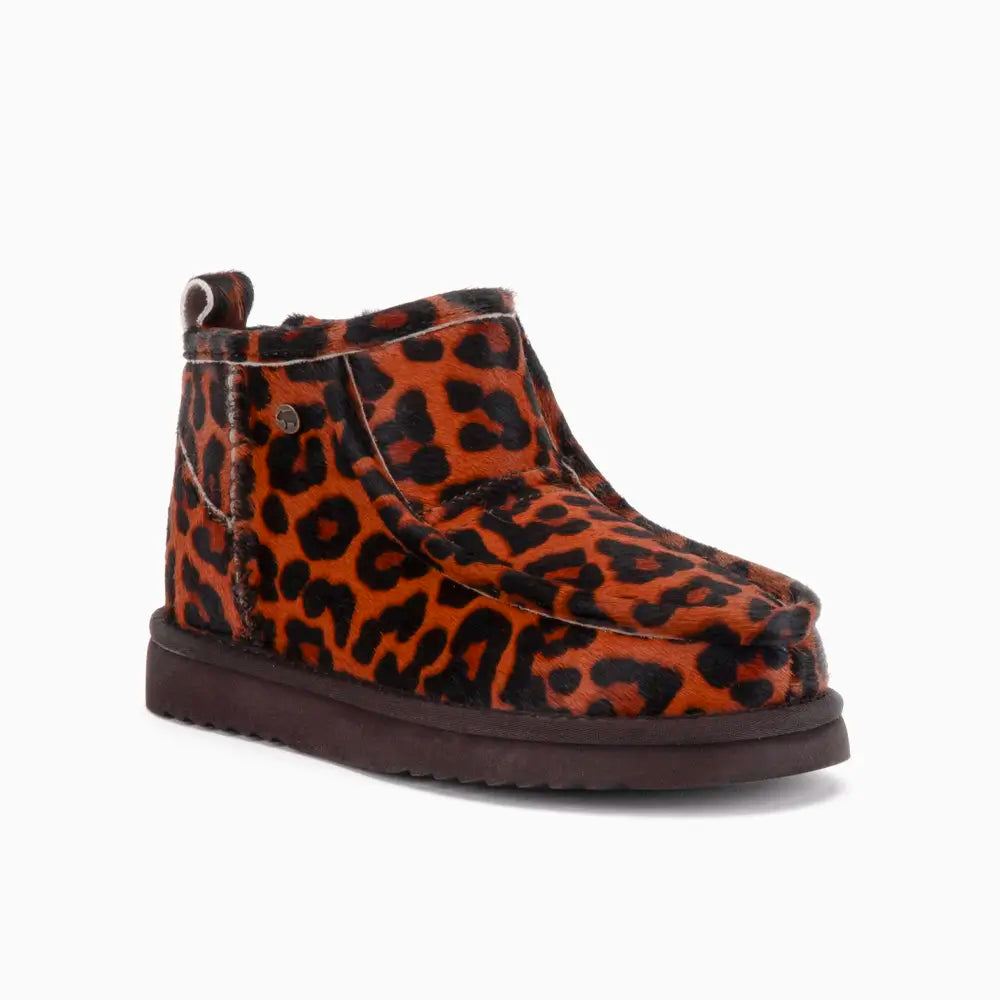 Barunga Dames Suède Boot Hairy Print Panther Cognac 1