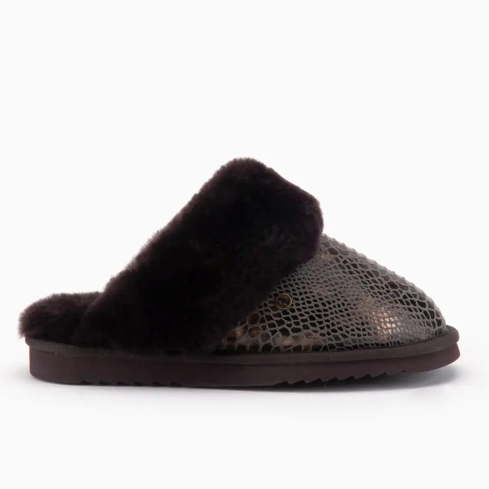 Collie Dames Suède Print Snake Choco