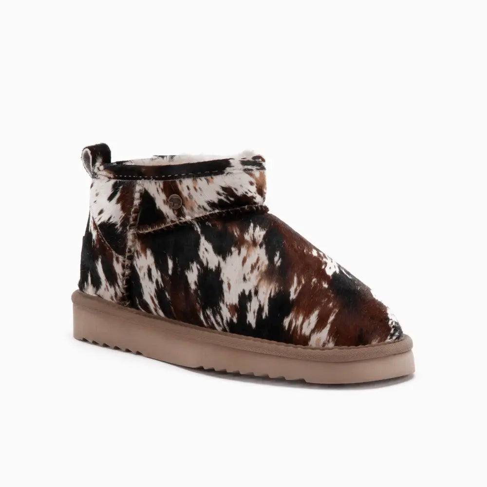 Durack Dames Suède Boot Print Hairy Cow Black 2