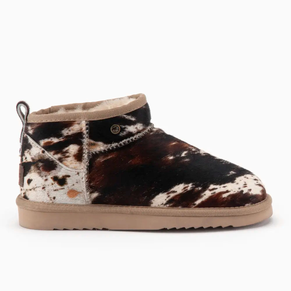 Durack Dames Suède Boot Print Hairy Cow Black