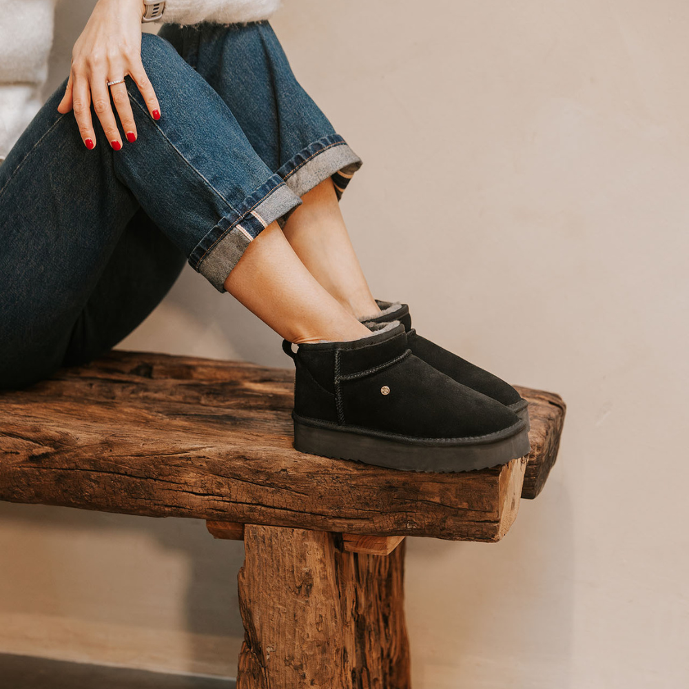 Durack Dames Suède Plateau Black Grey 1