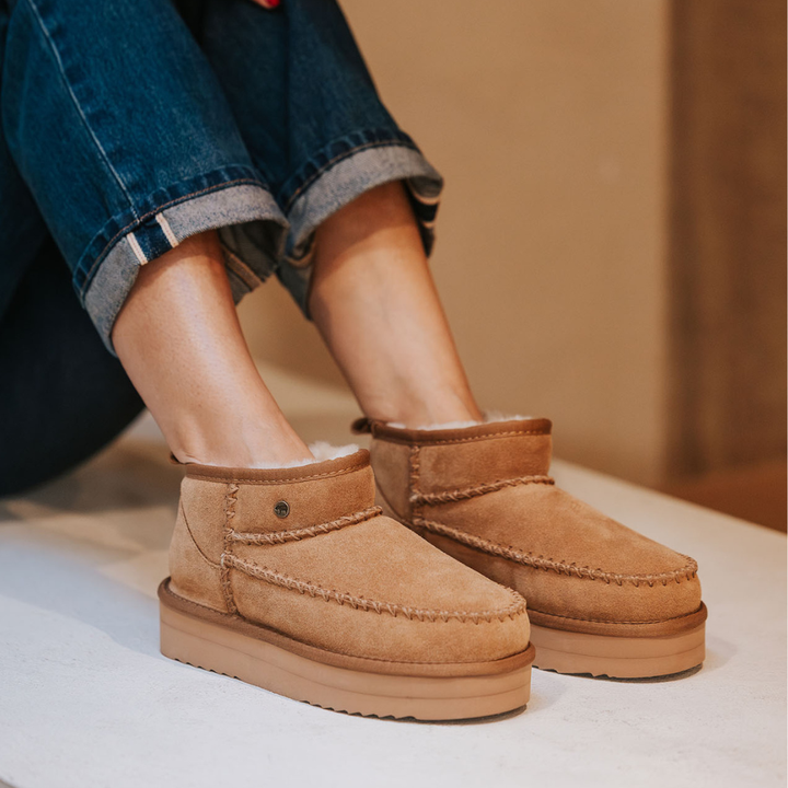 Durack Dames Suède Stitch Plateau Cognac thumbnail 1