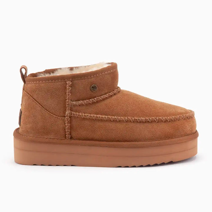 Durack dames suède stitch plateau cognac thumbnail