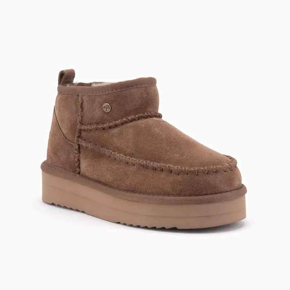 Durack dames suède stitch plateau mud 1