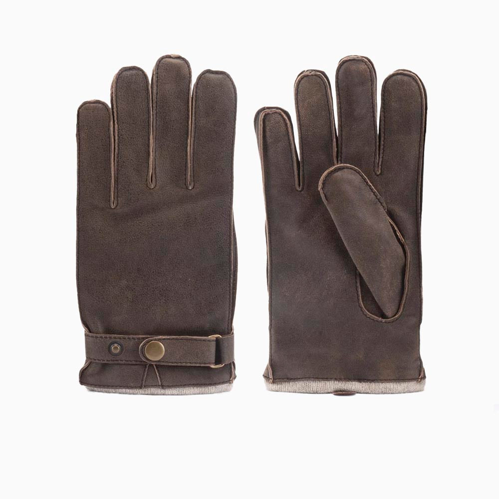 Handschoenen heren cracked leather brown