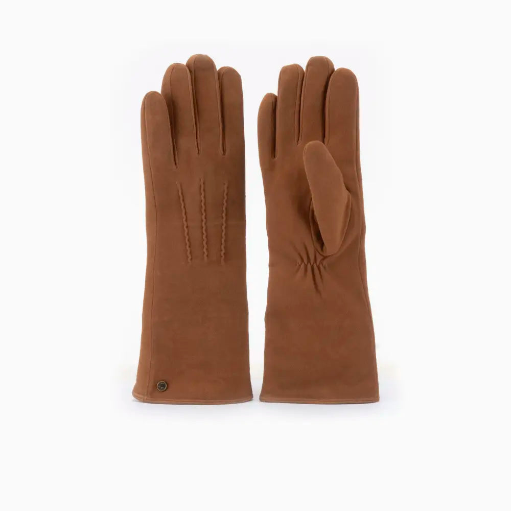 Handschoenen Lang Dames Goat Suède Cognac
