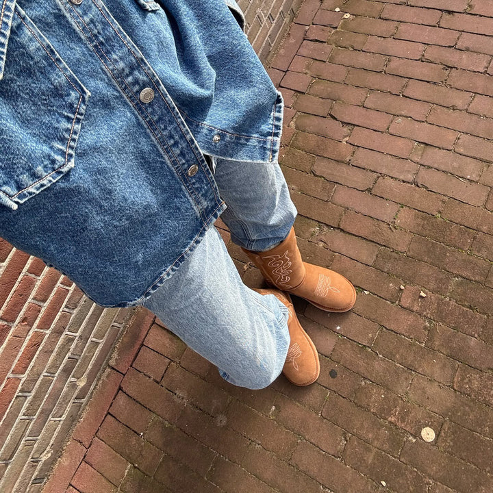 Tamala Dames Suède Boot Western Cognac thumbnail 1
