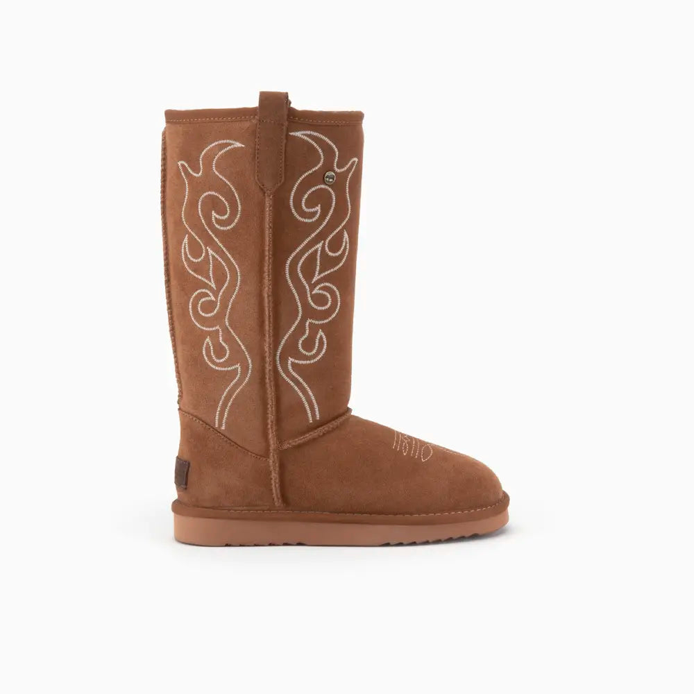 Tamala Dames Suède Boot Western Cognac