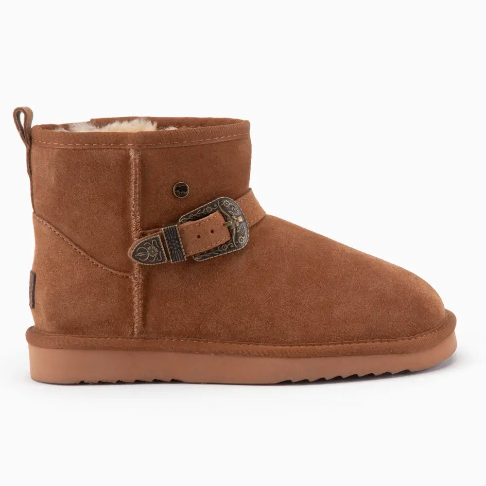 Wallaby Dames Suède Buckle Cognac