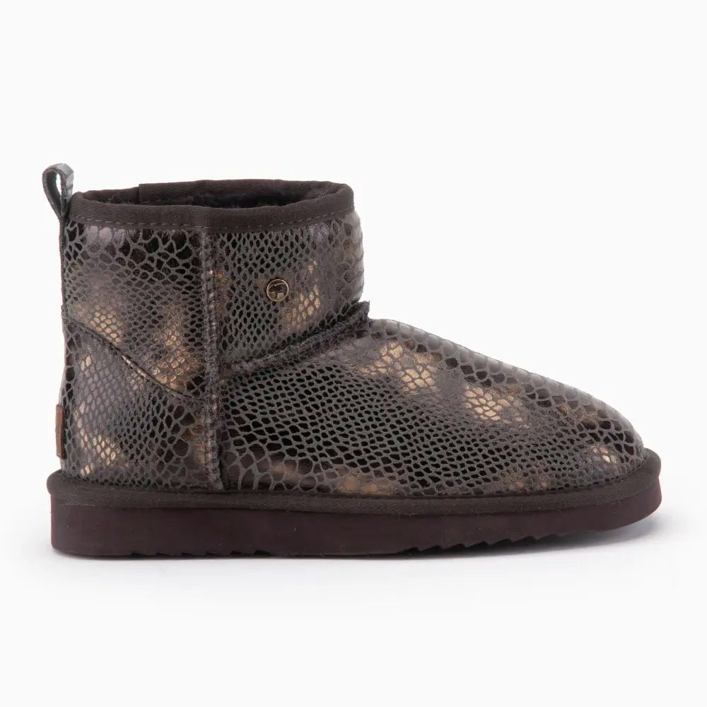Wallaby Dames Suède Boot Print Snake Choco