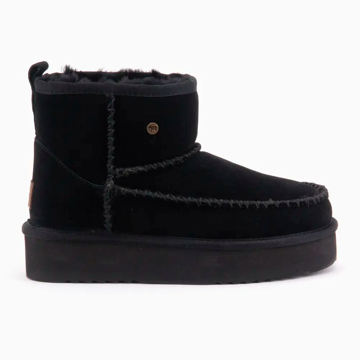 Wallaby Dames Suède Boot Stitch Plateau Black thumbnail