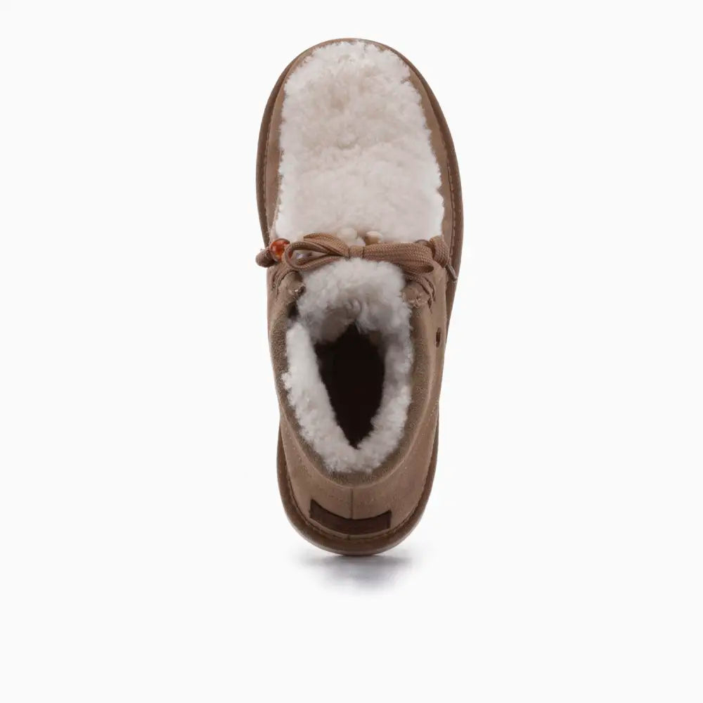 Yeppoon Dames Suède Boot Curley Wool Ecru 2