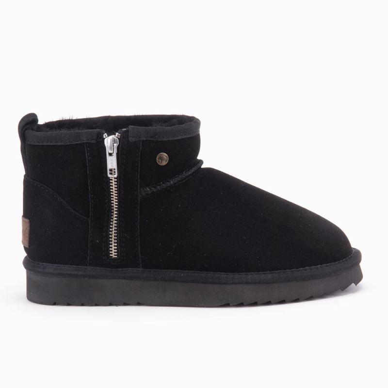 Warmbat Durack dames suède boot zipper black
