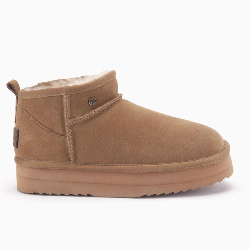 Warmbat Durack dames suède boot plateau camel