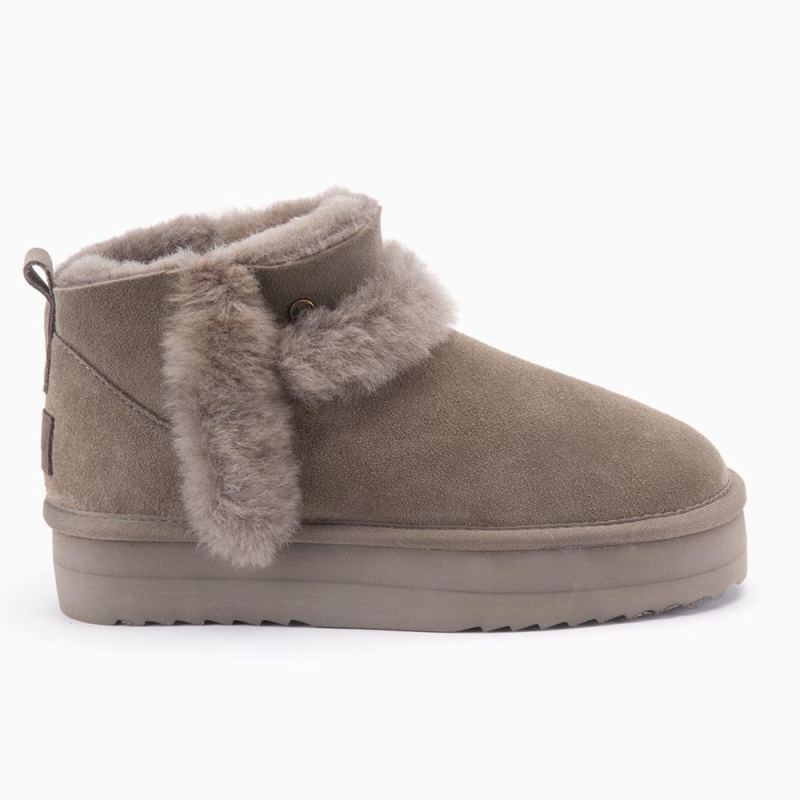Warmbat Durack dames suède boot plateau wool moss