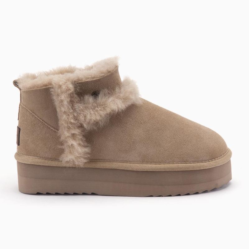 Warmbat Durack dames suède boot plateau wool stone