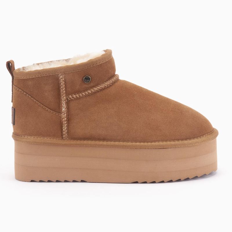 Warmbat Durack dames suéde boot triple plateau Cognac