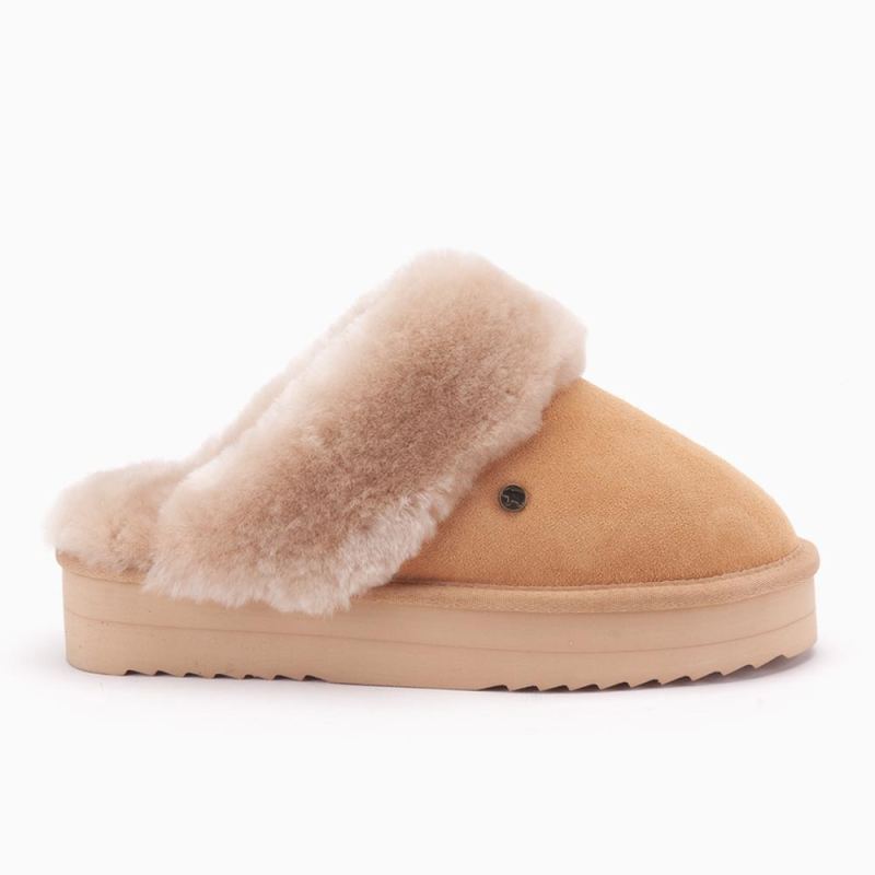 Warmbat Flurry dames suède plateau apricot