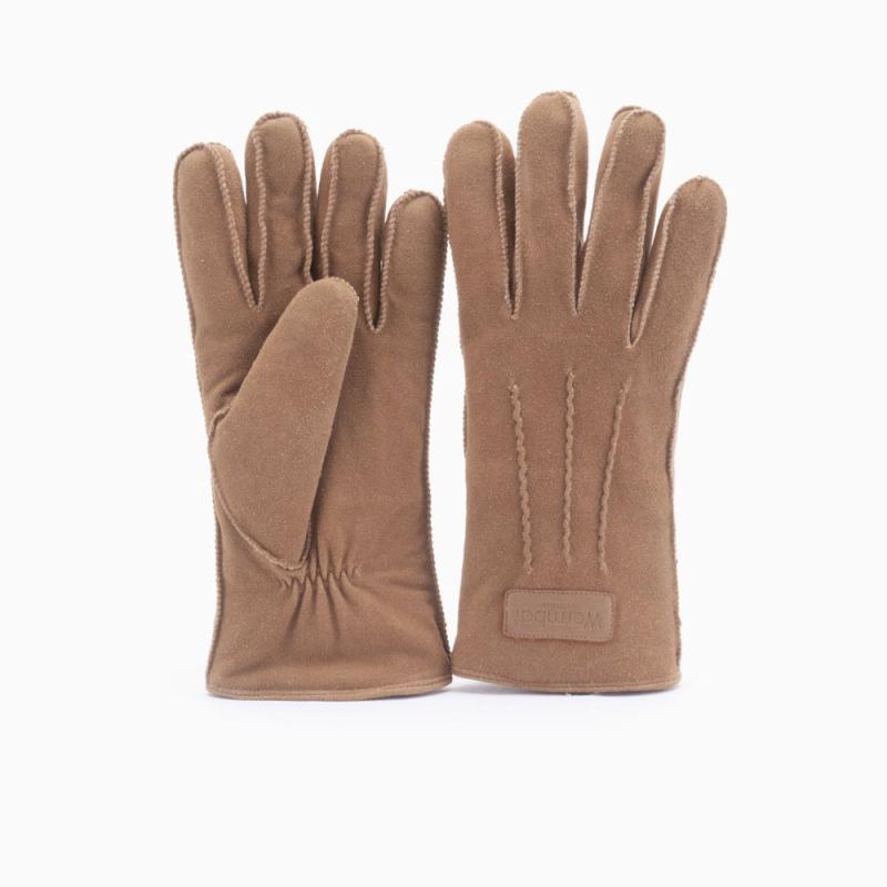 Warmbat handschoenen dames goat suède cognac