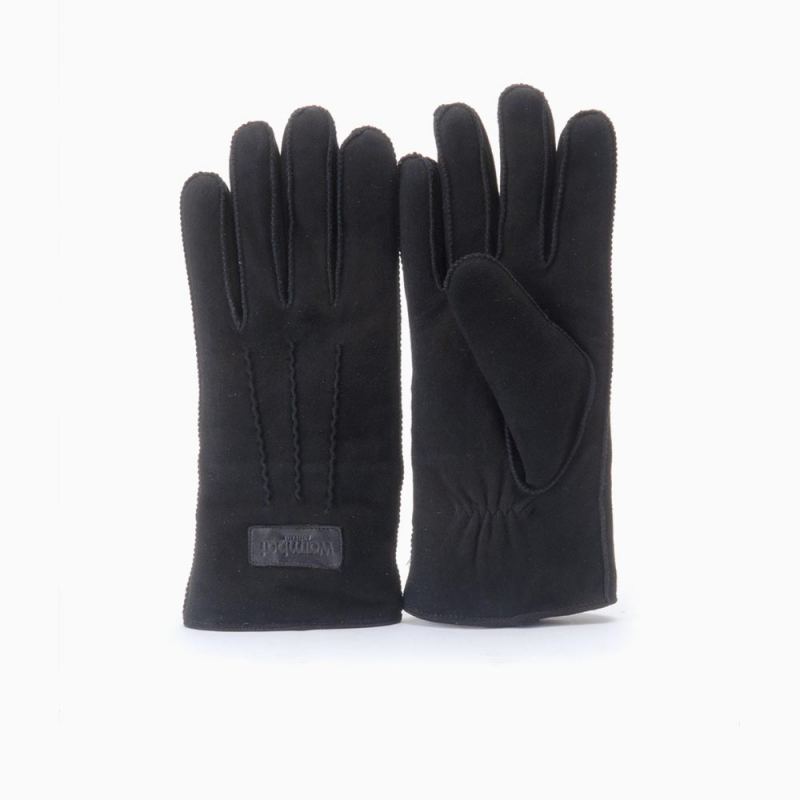 Warmbat handschoenen dames goat suède black