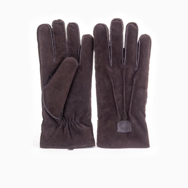 Warmbat heren handschoen suède brown