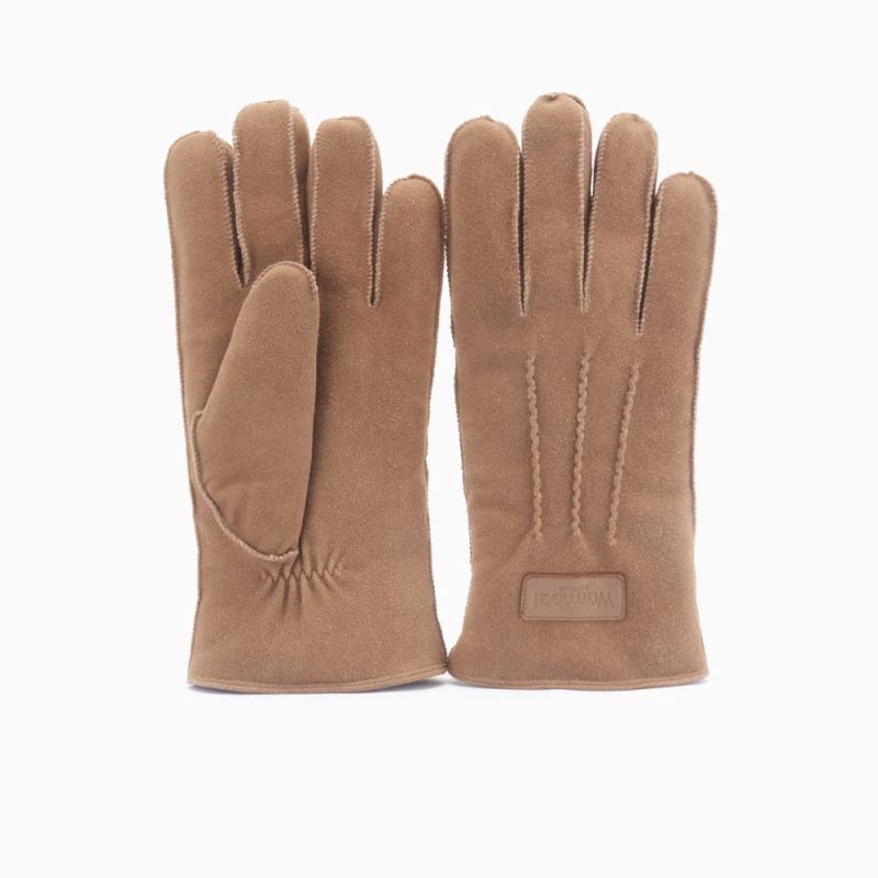 Warmbat heren handschoenen suède cognac