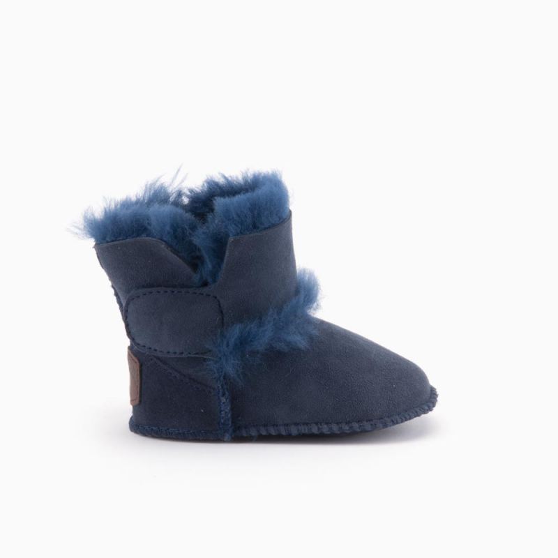  Warmbat Hay Baby bootie with velcro strap Dark Navy