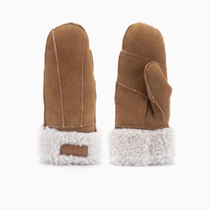 Warmbat wanten dames lammy patchwork camel