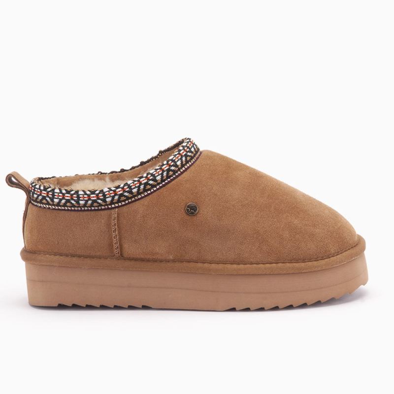 Warmbat Tanami dames suéde plateau tape cognac