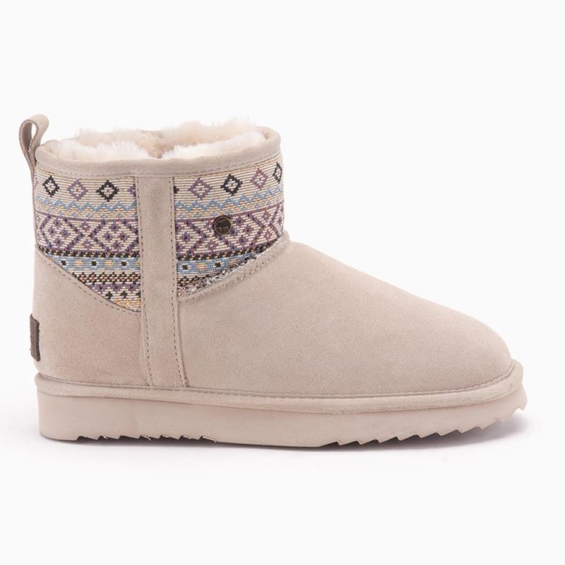 Warmbat Wallaby dames suède boot Woven print blush