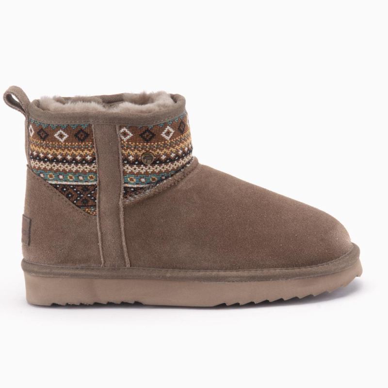 Warmbat Wallaby dames suède boot woven print mud