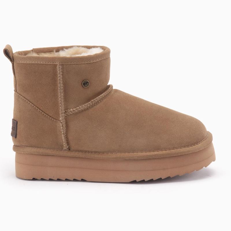 Warmbat Wallaby dames suède boot plateau camel