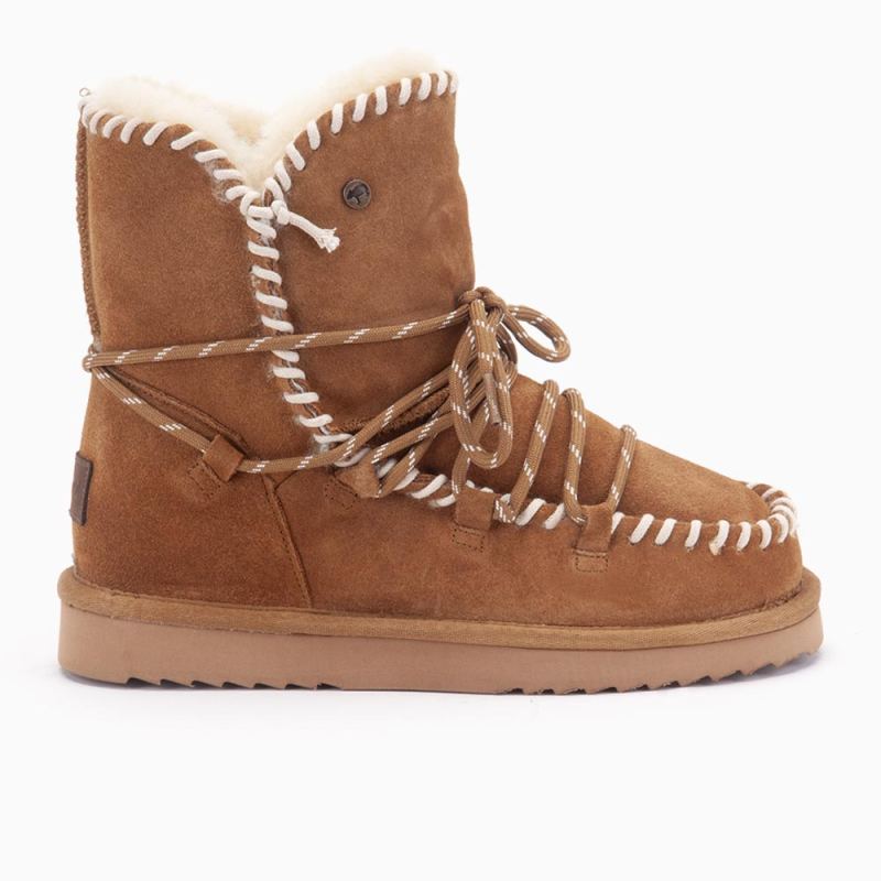 Warmbat Waturra dames suède lace boot cognac