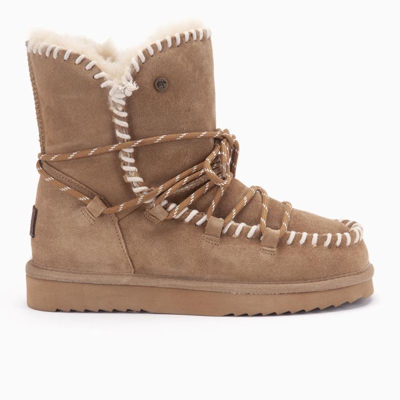 Warmbat Waturra dames suède lace boot camel