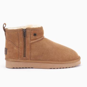 Warmbat Durack dames suède boot zipper cognac 
