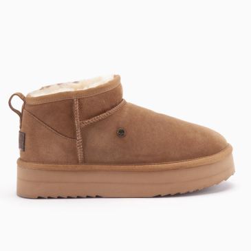 Warmbat Durack dames suède boot plateau Cognac 