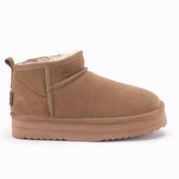 Warmbat Durack dames suède boot plateau camel 