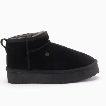 Warmbat Durack dames suède boot plateau black 