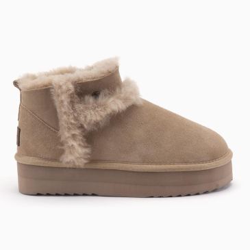 Warmbat Durack dames suède boot plateau wool stone 