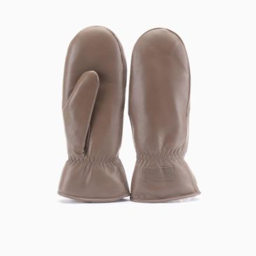 Warmbat leren dames wanten taupe 