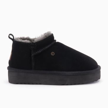 Warmbat Tanbar dames suède plateau black 