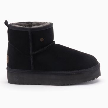 Warmbat Wallaby dames suède boot plateau black 